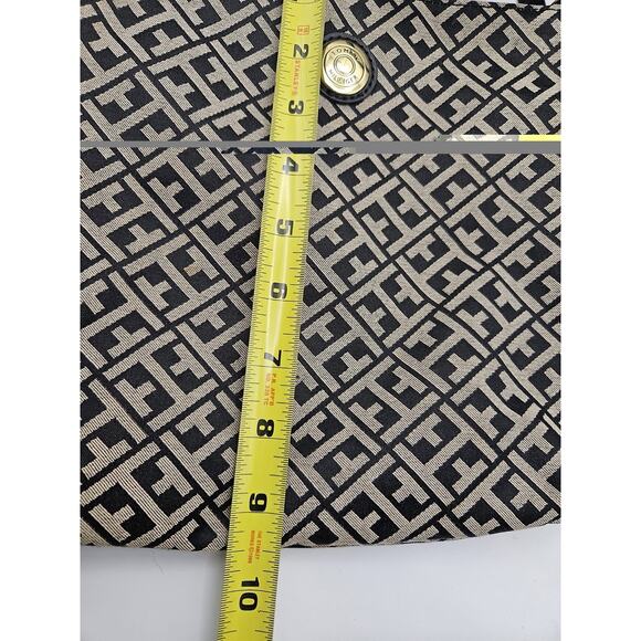 Tommy Hilfiger Logo Crossbody Bag Black Tan Monogram Adjustable Strap Gold HW - Picture 4 of 8